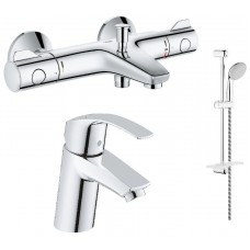 Комплект смесителей (3 в 1) Grohe Eurosmart New + Grohtherm 800 124422